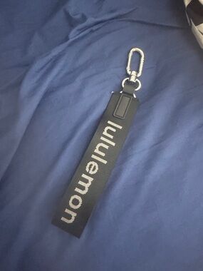 lululemon athletica Black Strap Keychain with Silver Logo